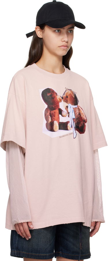 T-shirt Acne Studios Acne Studios Layered Print T-Shirt Beige | AL0496-, 4