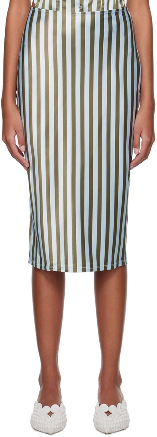 Nederdel Miaou Miaou Verona Striped Midi Skirt Blå | 4033SS3DVG
