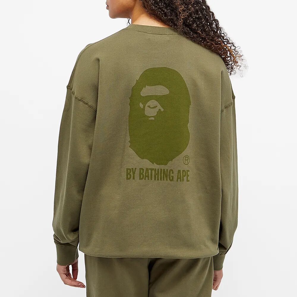 Sweatshirt BAPE Oversized Ape Logo Crew Sweat Grøn | 001SWH802503L-GRN, 0