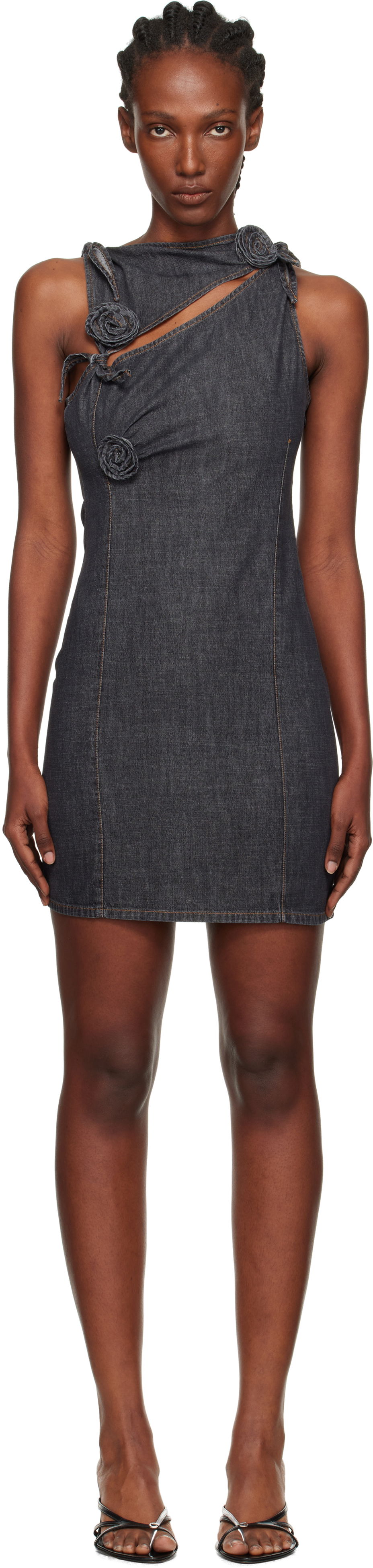 Kjole Coperni Flower Denim Minidress Grå | COPR158F2046, 0