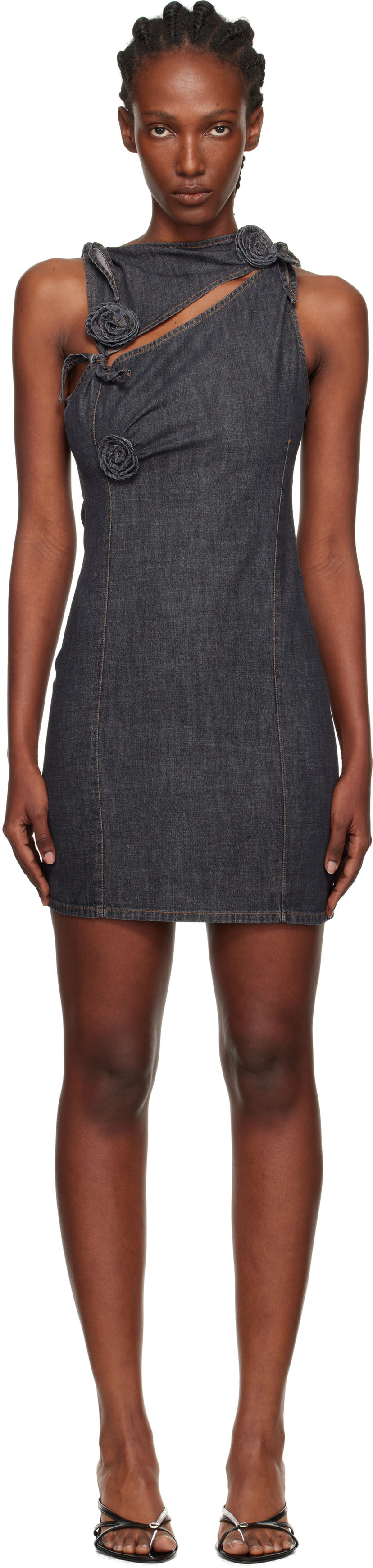 Kjole Coperni Flower Denim Minidress Grå | COPR158F2046