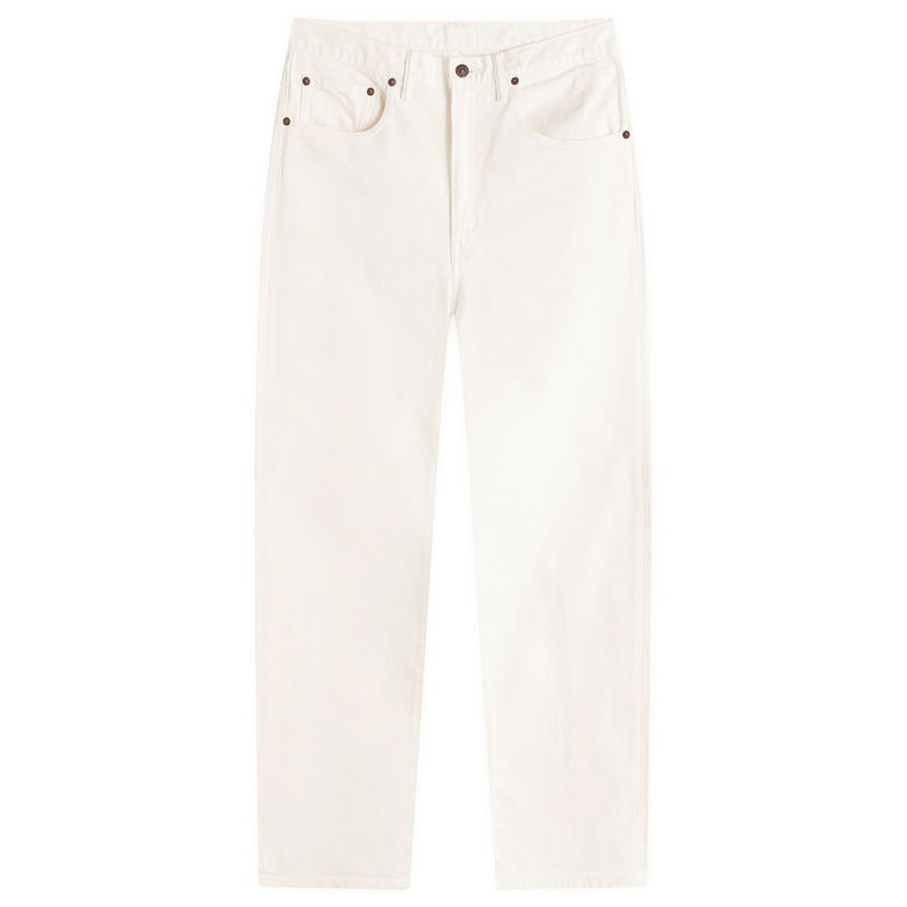 Jeans BEAMS Beams Plus 5 Pocket Denim Jeans, Size Large Hvid | 3821-0004-791-01