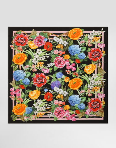 Tørklæde Dolce & Gabbana Dolce & Gabbana Floral Print Silk Twill Square Scarf Sort | FN090RGDCV9H45KU, 2