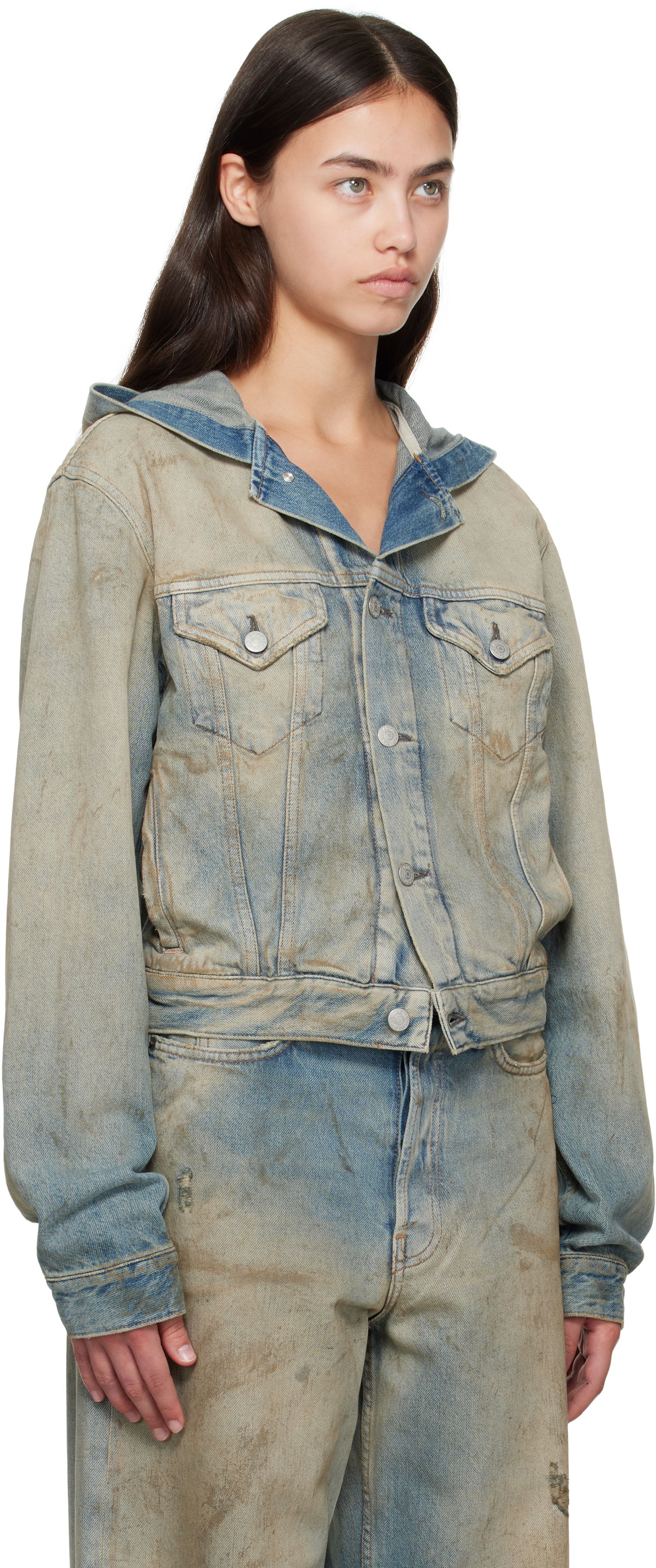 Jakke Acne Studios Acne Studios Hooded Denim Jacket Blå | C90199-, 1