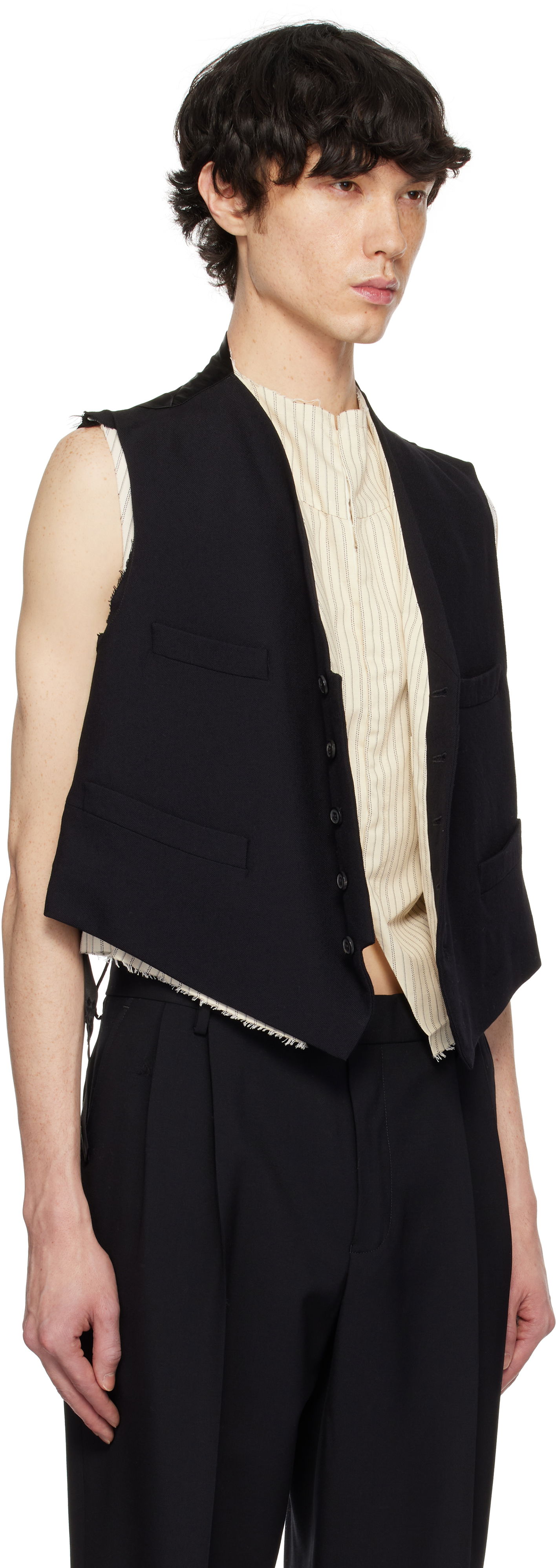 Vest Maison Margiela Maison Margiela Raw Edge Waistcoat Sort | S50FB0110 S53915, 1