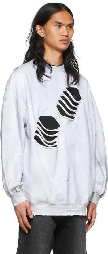 Sweatshirt We11done We11done Men's Distressed Graphic Sweatshirt Hvid | WD-TS1-22-713-U-WH, 1