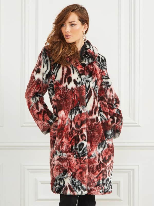 Frakker GUESS Marciano All Over Print Faux Fur Coat Flerfarvet | 3BGL529781Z, 0