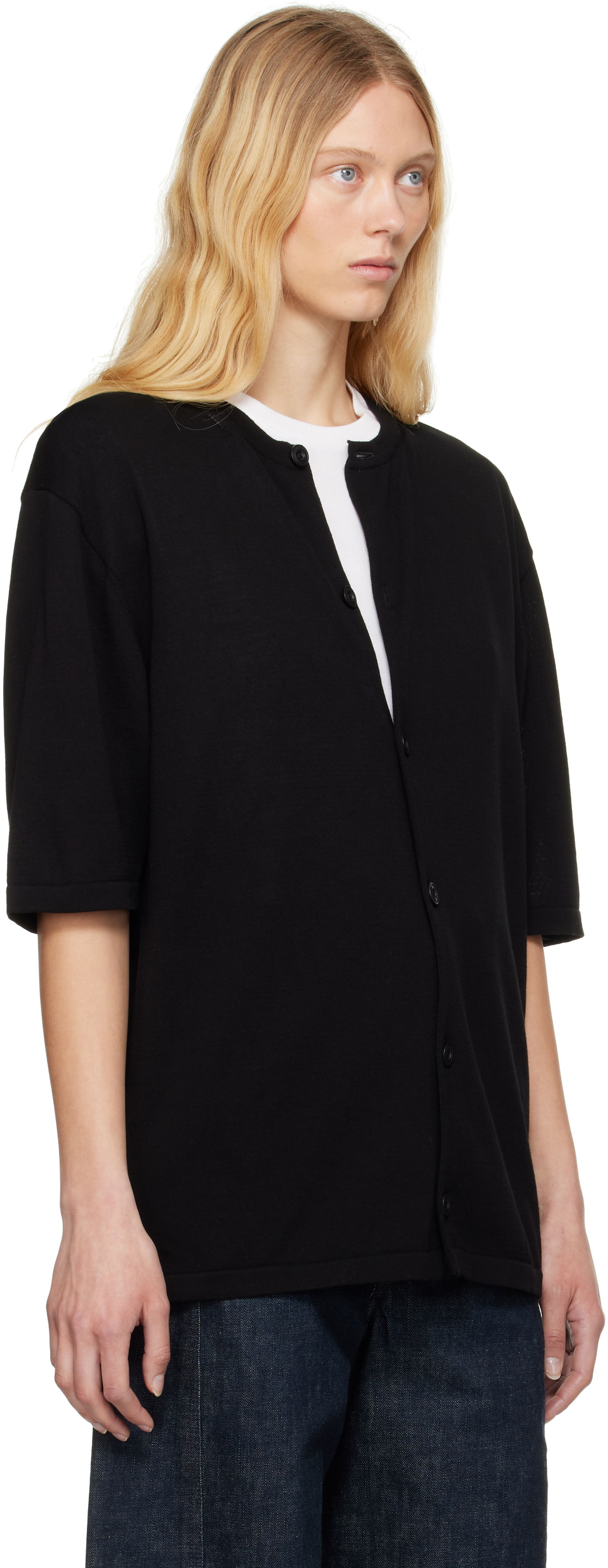 Sweater LEMAIRE Lemaire Short Sleeve Cardigan Sort | TO1371 LK1041, 1