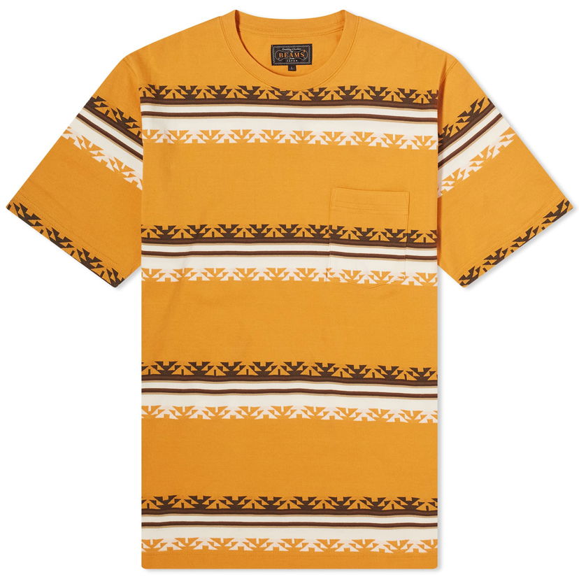 T-shirt BEAMS Beams Plus Jacquard Stripe Pocket Tee Gul | 3804-0069-156-58