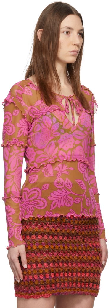 T-shirt Anna Sui Anna Sui Paradisiac Combo Mesh Top Grøn | 222D21, 4
