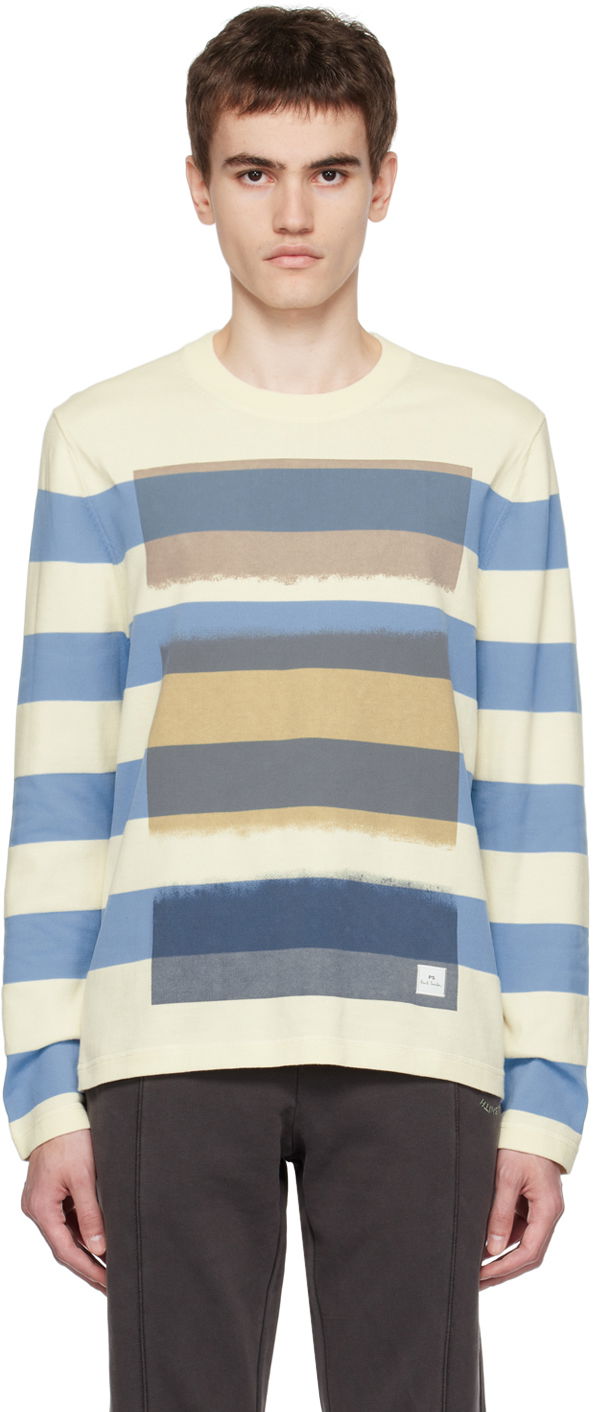 T-shirt Paul Smith PS Paul Smith Stripe Long Sleeve Sweater Beige | M2R-226Y-L21872