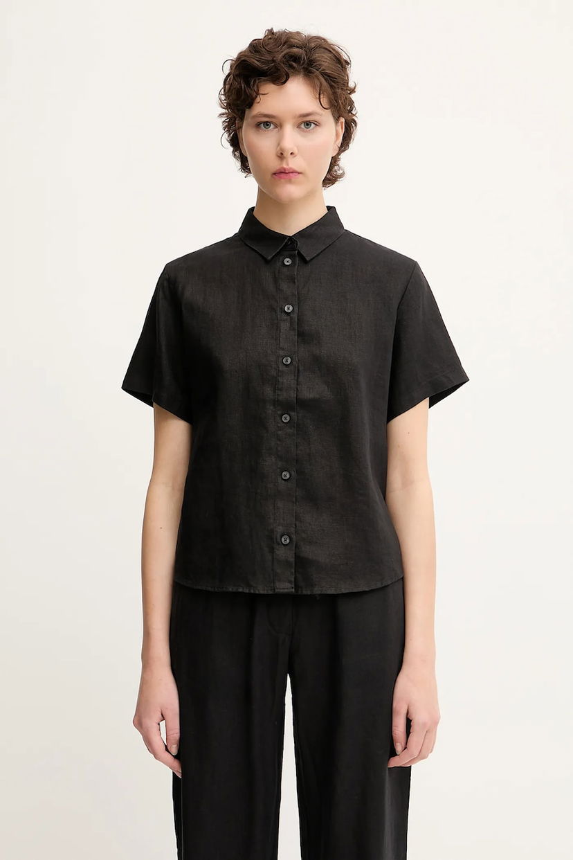 Skjorte Samsoe Samsoe Samsoe Samsoe MINA Linen Regular Fit Collared Shirt Sort | F23900009