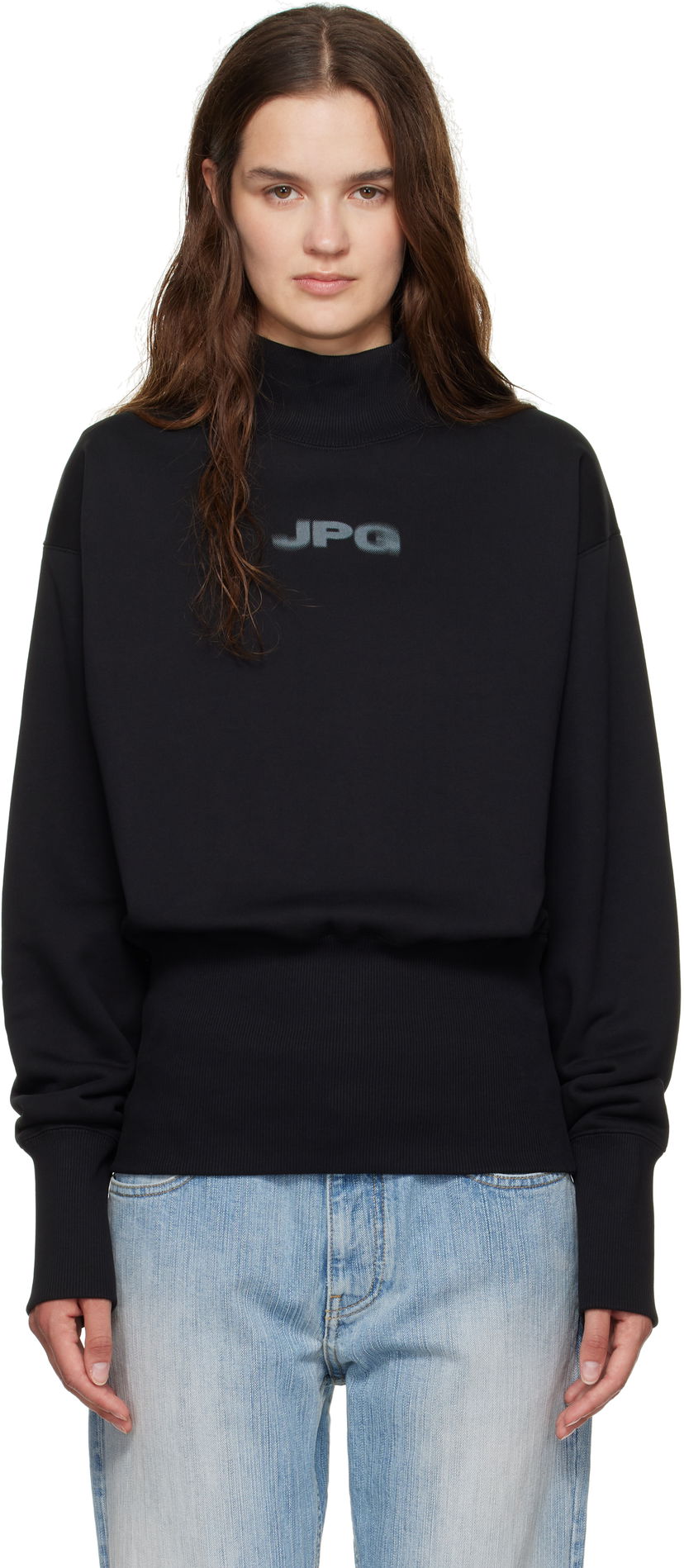 Sweatshirt Jean Paul Gaultier Jean Paul Gaultier Cropped Mock Neck Sweatshirt Sort | 25/03-W-TO289-J003-0004