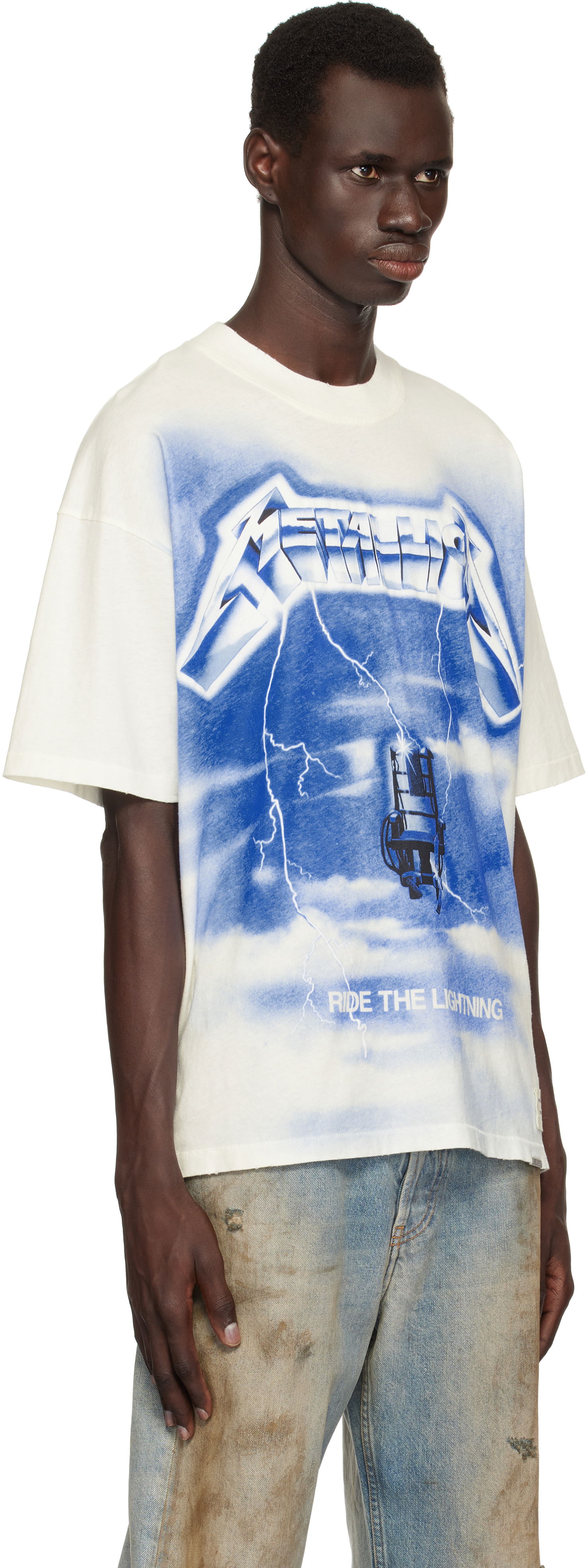 T-shirt Represent Clo Represent 'Metallica Ride the Lightning' Graphic Print T-Shirt Hvid | MLM4382, 1