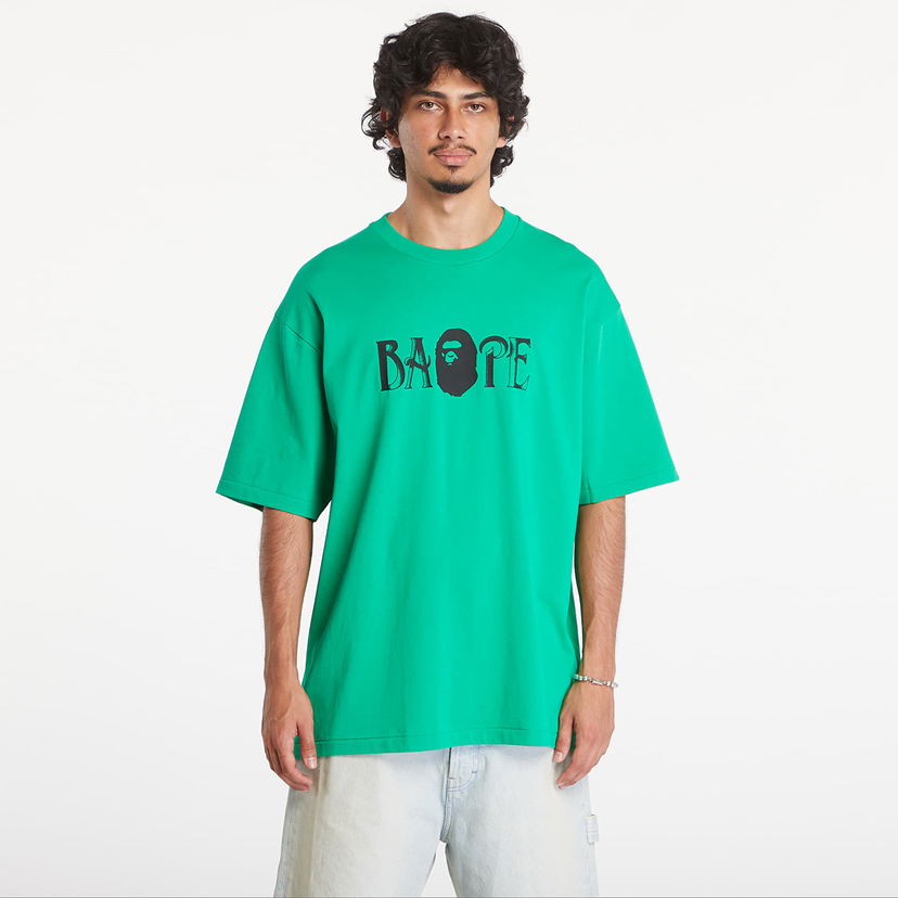 T-shirt BAPE A BATHING APE Screen Print Logo Relaxed Fit Short Sleeve Tee Green Grøn | 001TEK801347M GRN