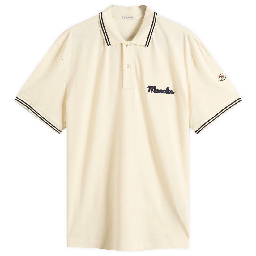 Polo skjorte Moncler Men's Short Sleeve Logo Polo Shirt, Size Large Beige | 8A000-05-89B3G-050