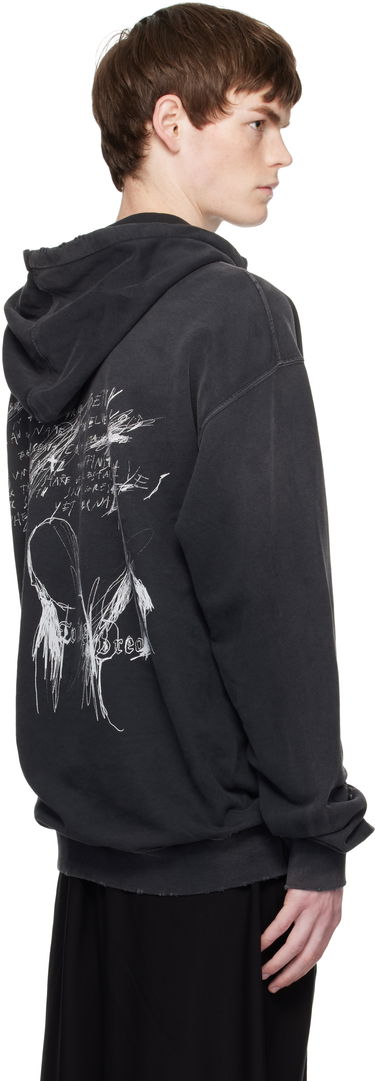 Sweatshirt Ann Demeulemeester Ann Demeulemeester Olly Sketchbook High-Comfort Hoodie Sort | B0012870-FA639-098, 2