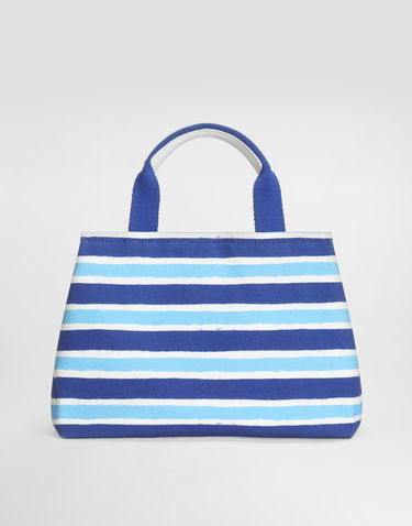 Håndtaske Dolce & Gabbana Dolce & Gabbana Striped Canvas Handbag with Rope Charm Blå | EB0116AF538HC5KW, 2
