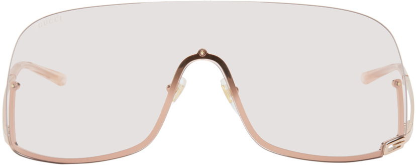 Solbriller Gucci Gold Mask-Shaped Sunglasses Metalisk | GG1560S