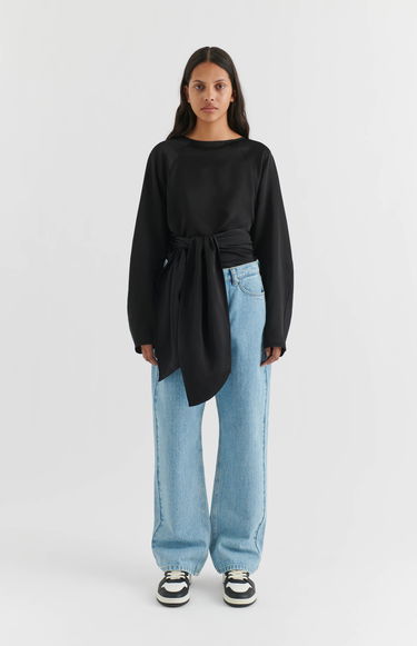 T-shirt AXEL ARIGATO Diana Tie-Front Top Sort | A2123001, 4