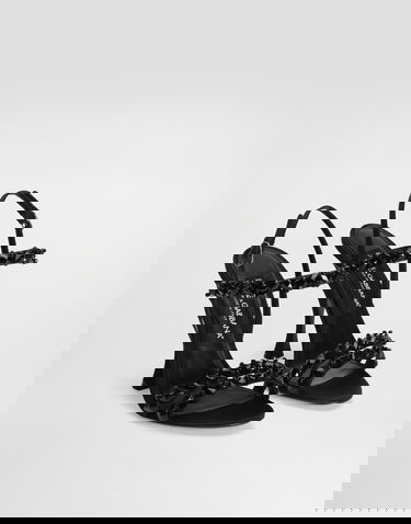 Sneakers og sko Dolce & Gabbana Dolce & Gabbana Sandals With Rhinestone Embroidery Sort | CR1930AX8858S485, 1