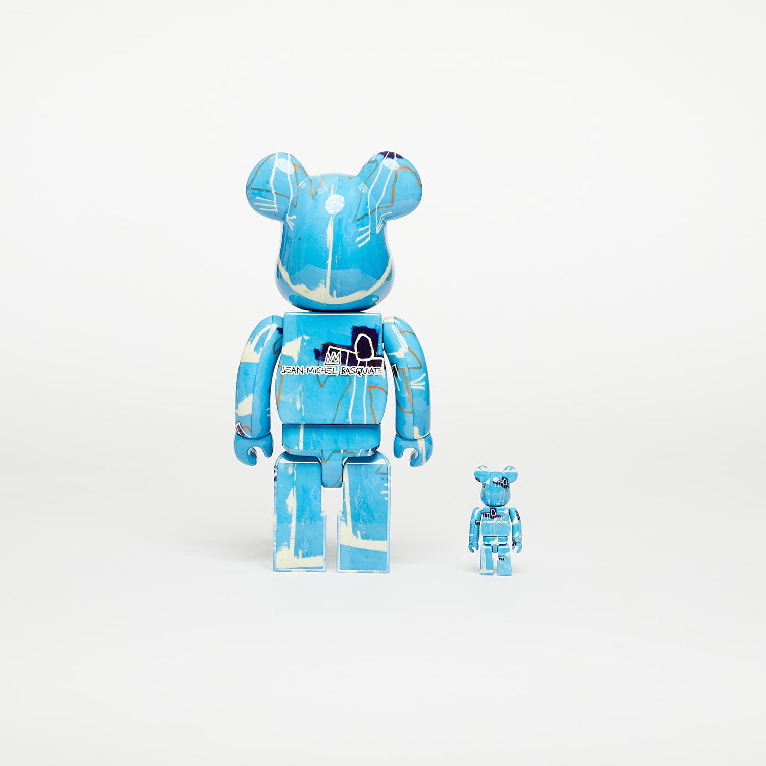 Collectible Medicom Toy BE@RBRICK Jean Michel Basquiat 9 100% & 400% Set Blå | MT_0037, 1