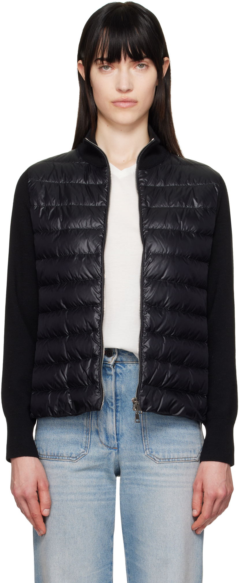 Sweater Moncler Moncler Padded Wool Zip-Up Jacket Sort | K10939B00025M1131