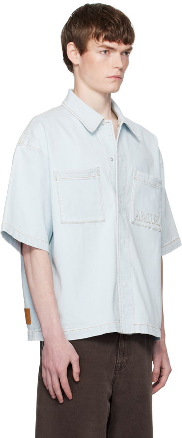 Skjorte AMIRI AMIRI 3D Short Sleeve Snap Denim Shirt Sort | AMDNIR1041, 4
