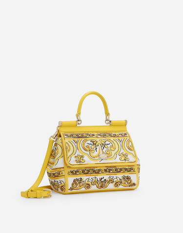 Håndtaske Dolce & Gabbana Medium Handbag With Floral Print Gul | BB6003AW050HG3OB, 2