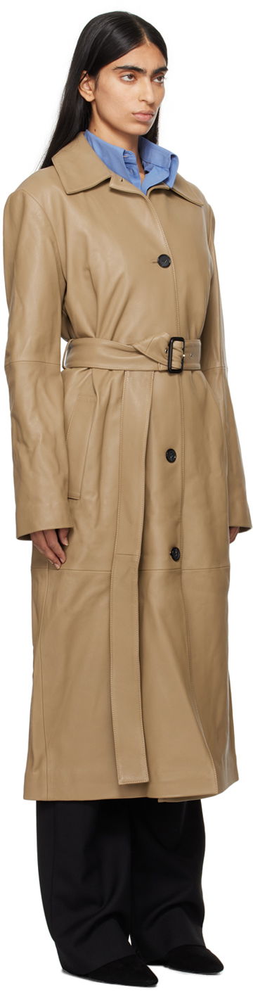 Trenchcoat TOTEME TOTEME Long Belted Leather Coat Beige | 244-WRO0157-LE0083, 1