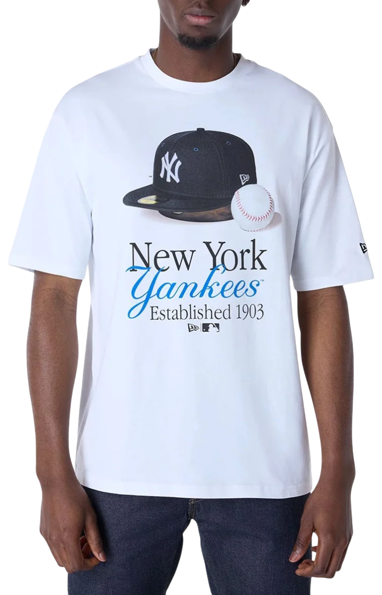 T-shirt New Era New Era MLB New York Yankees Script Graphic T-Shirt Hvid | 60596279-60596279