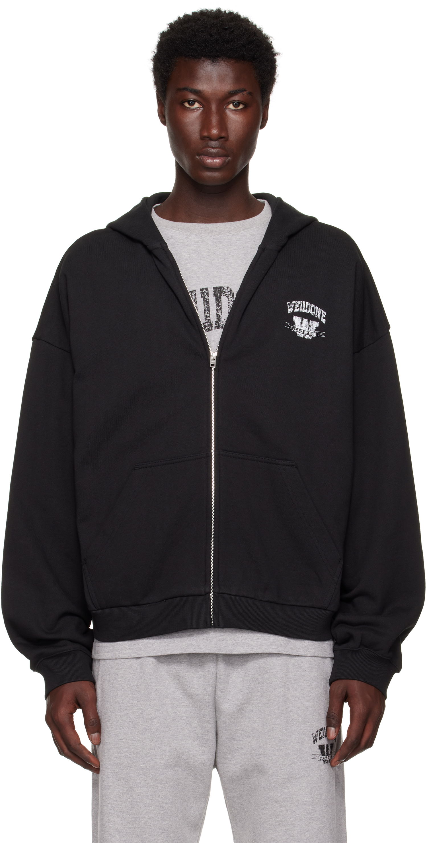 Sweatshirt We11done We11done Collegiate Zip-Up Hoodie Sort | WD-TJ2-25-846-U-BK, 0