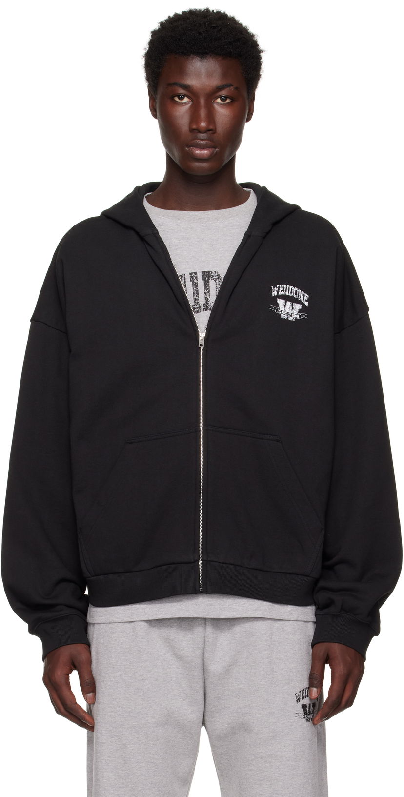 Sweatshirt We11done We11done Collegiate Zip-Up Hoodie Sort | WD-TJ2-25-846-U-BK