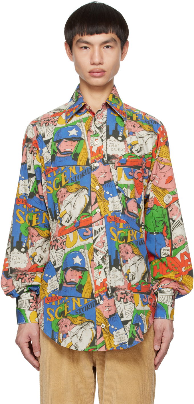 Skjorte ERL Multicolor Comic Print Shirt Flerfarvet | ERL06B011