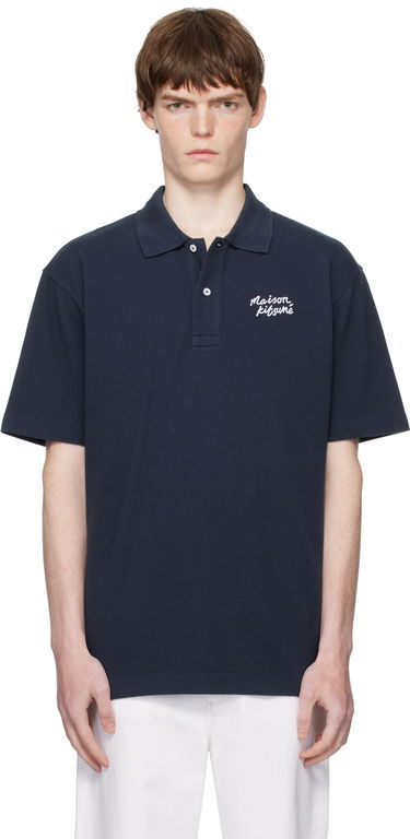 Polo skjorte MAISON KITSUNÉ Handwriting Comfort Polo Mørkeblå | MM00201KP0001, 0