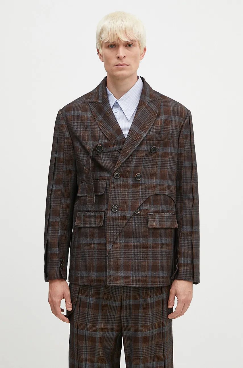 Jakke Andersson Bell Soe Check Wrap Double Breasted Jacket Brun | awa628m, 0