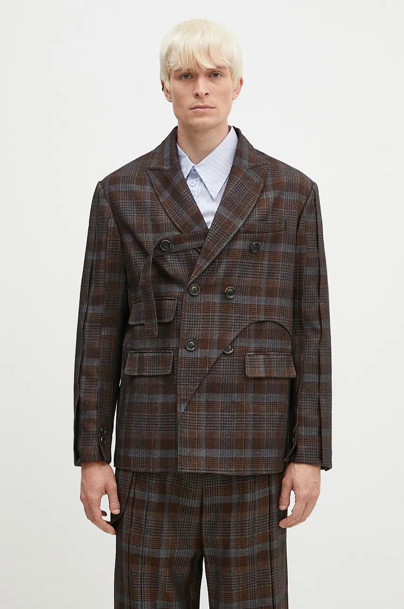 Jakke Andersson Bell Soe Check Wrap Double Breasted Jacket Brun | awa628m