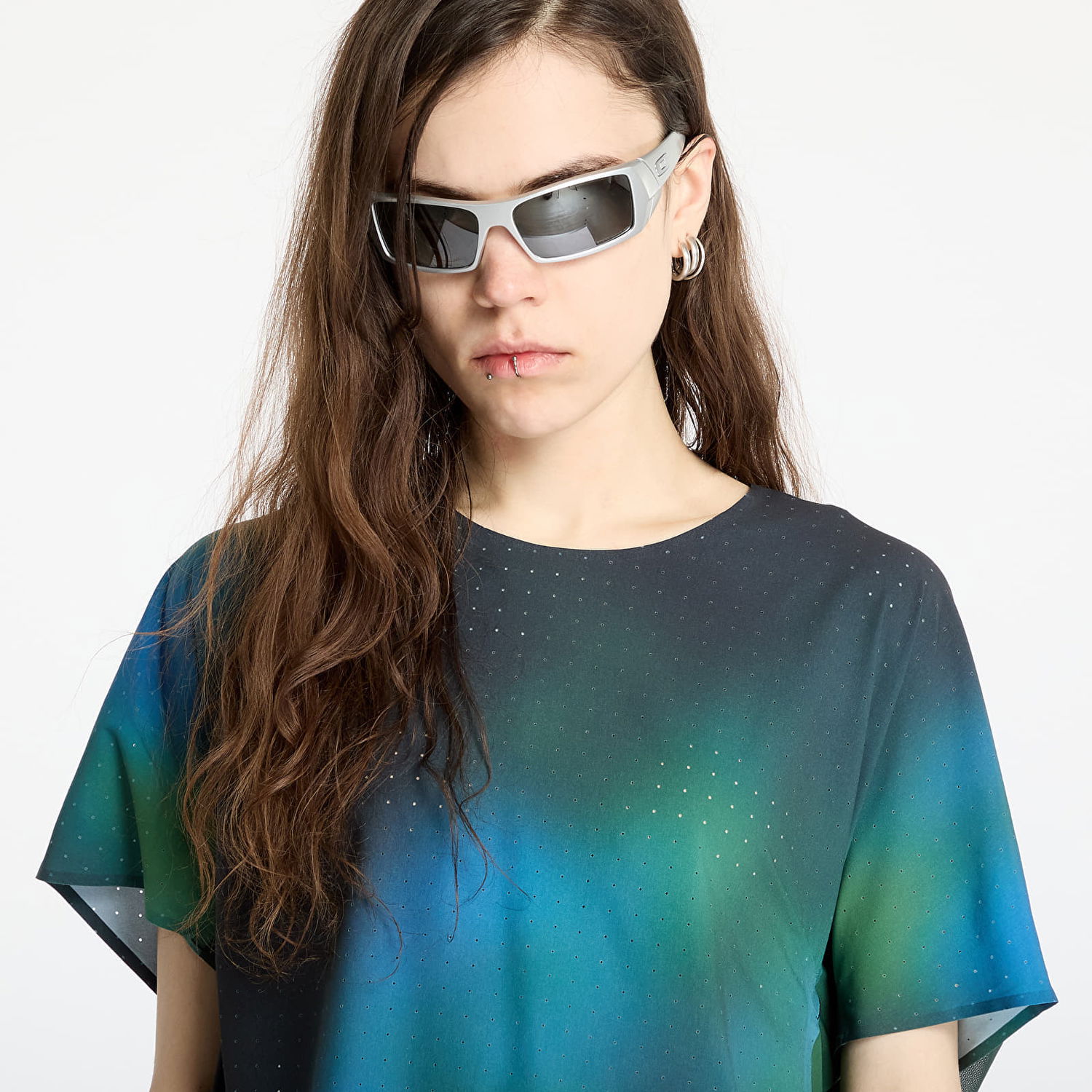 Crop top Y-3 Y-3 Allover Print Running Short Sleeve T-Shirt Blå | JM3350, 1