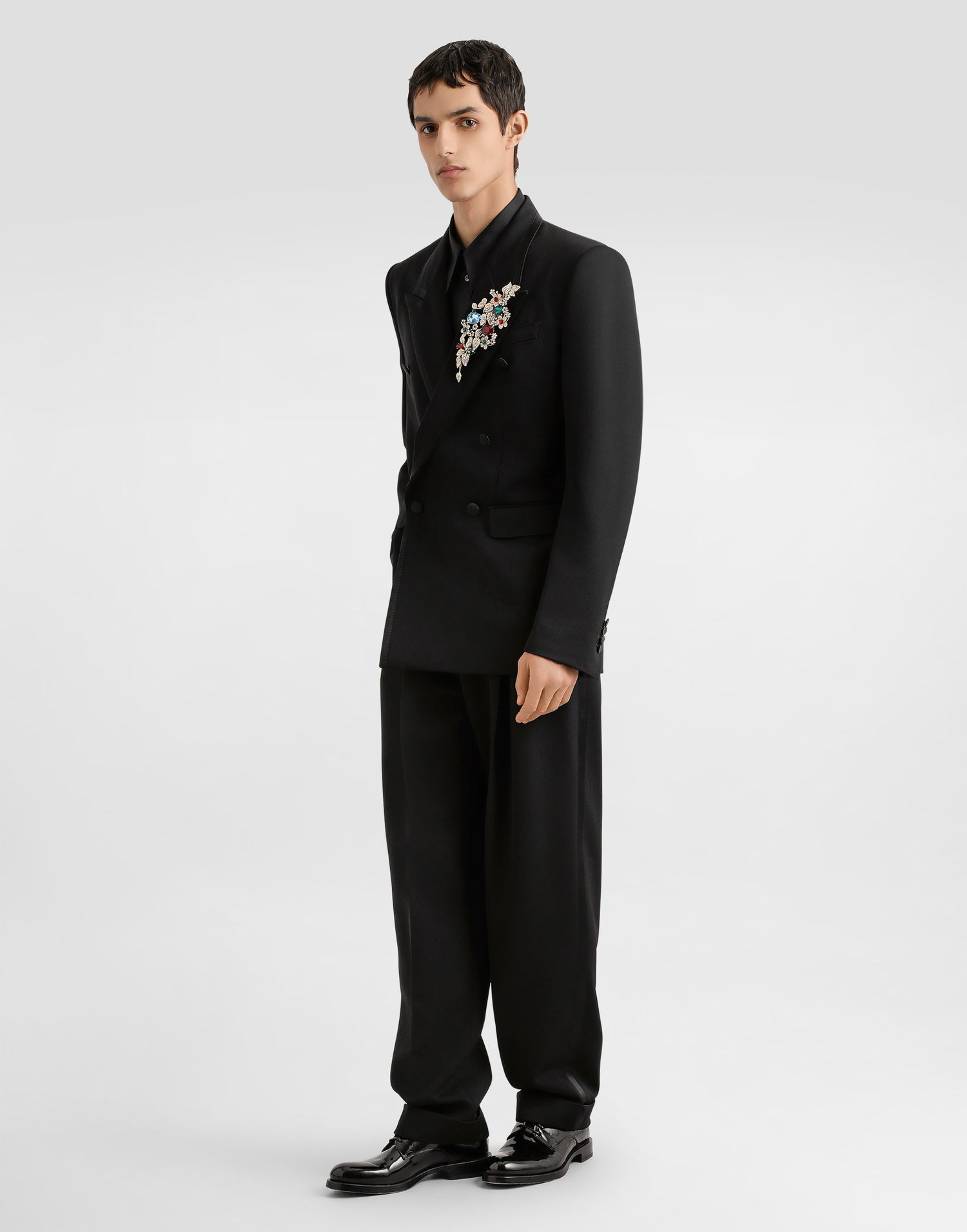 Bukser Dolce & Gabbana Dolce & Gabbana Wool Gabardine Cuffed Trousers Sort | GP17FTFU21EN0000, 1