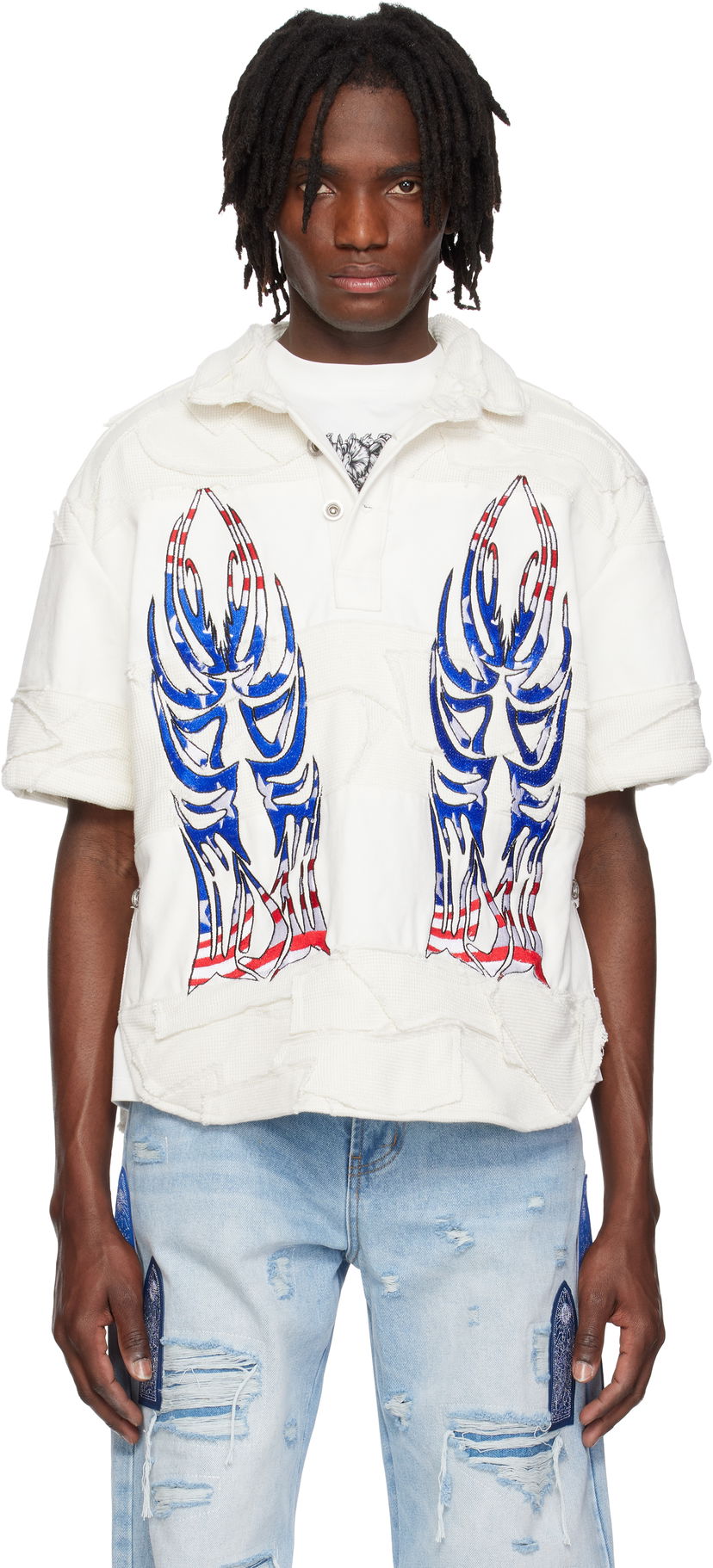 Polo skjorte Who Decides War Who Decides War Winged Glory Polo Hvid | 1110250019SS25