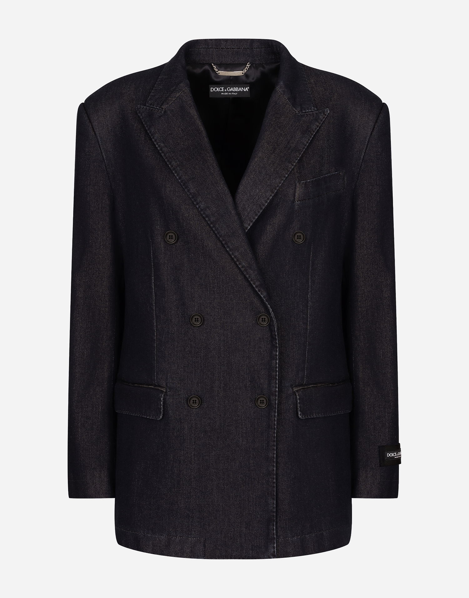 Jakke Dolce & Gabbana Double-breasted Silk And Cotton Denim Jacket Blå | F2941DG8LW8S9001, 0