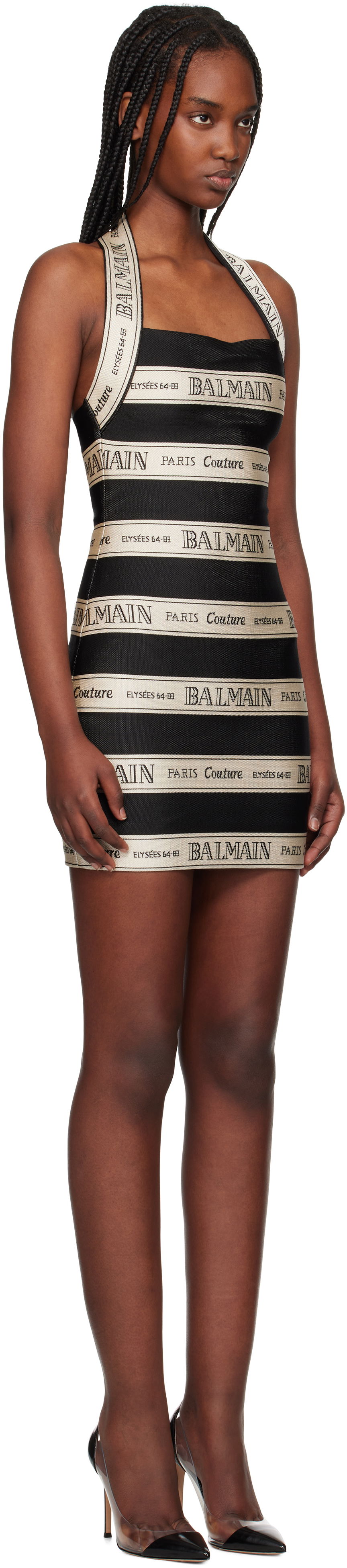 Kjole Balmain Balmain Jacquard Halterneck Minidress Sort | EF1R5088JJ95, 1