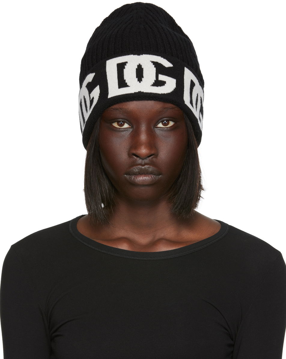 Beanie Dolce & Gabbana Black Logo Beanie Sort | FXI31T JAWP5, 0