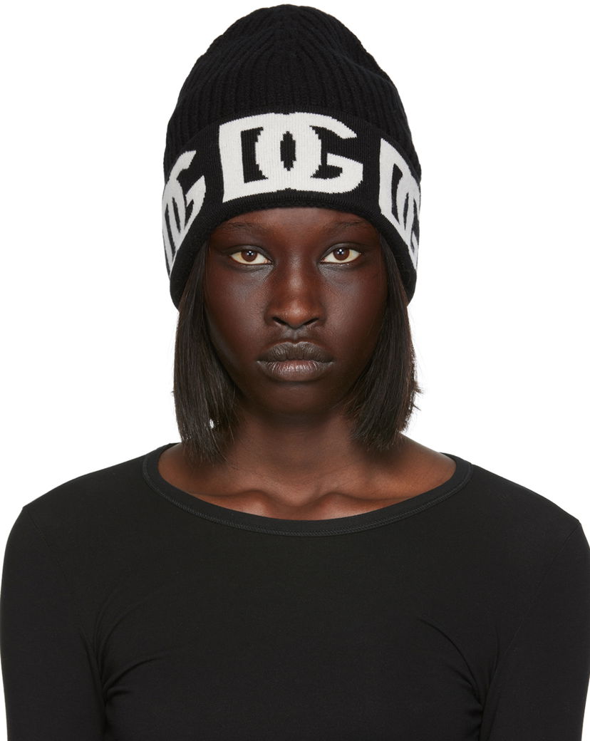 Beanie Dolce & Gabbana Black Logo Beanie Sort | FXI31T JAWP5