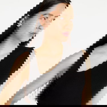 Tanktop Urban Classics Ladies Rib Knit Asymmetric Tank Top Sort | TB6024-00007, 2