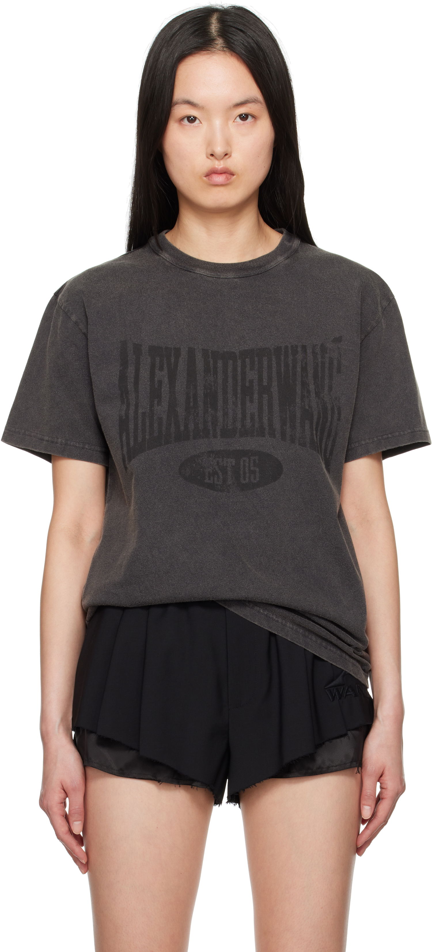 T-shirt Alexander Wang Alexander Wang.t Distressed Logo T-Shirt Grå | 4CC2251542, 0