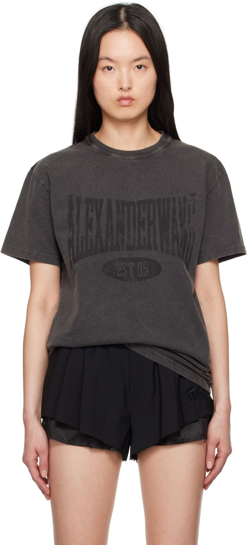 T-shirt Alexander Wang Alexander Wang.t Distressed Logo T-Shirt Grå | 4CC2251542