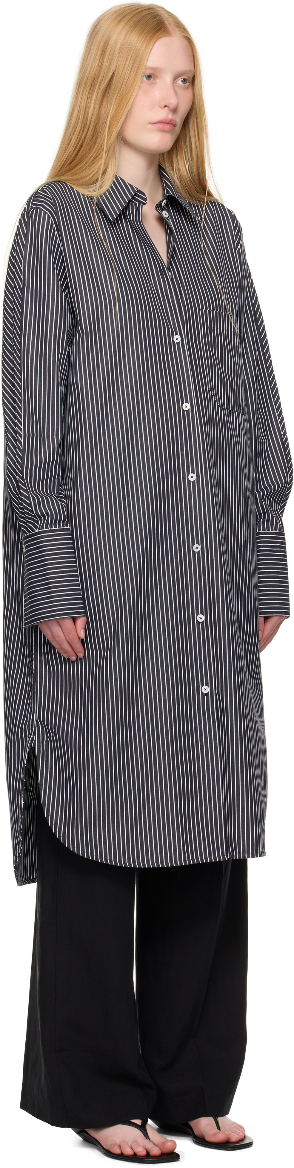 Kjole TOTEME TOTEME Striped Shirt Dress Sort | 253-WRD0201-FB0436, 1