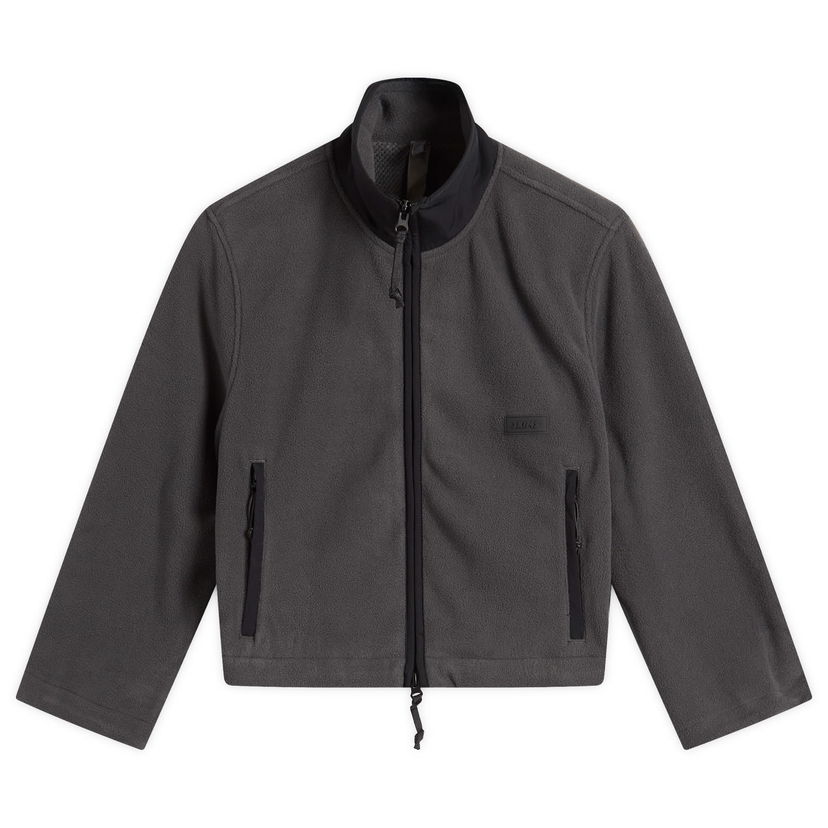 Jakke SKIMS Fleece Lounge Shrunken Full-Zip Jacket with Stand Collar and Zippered Pockets Grå | ZU-ZUP-9935W-ASH