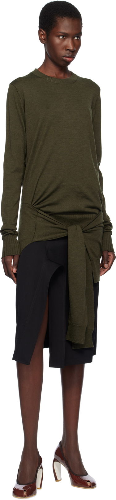 Sweater Stella McCartney Stella McCartney Mixed Wool Tie-Waist Sweater Grøn | 6K10463S2581, 3